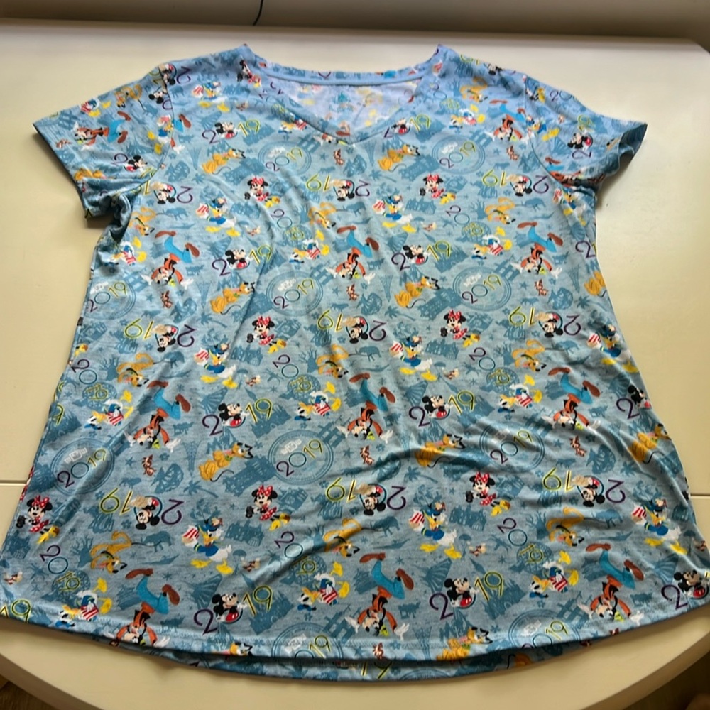 Disney 2019 Disney Parks Mickey and Friends Blue V-neck Shirt